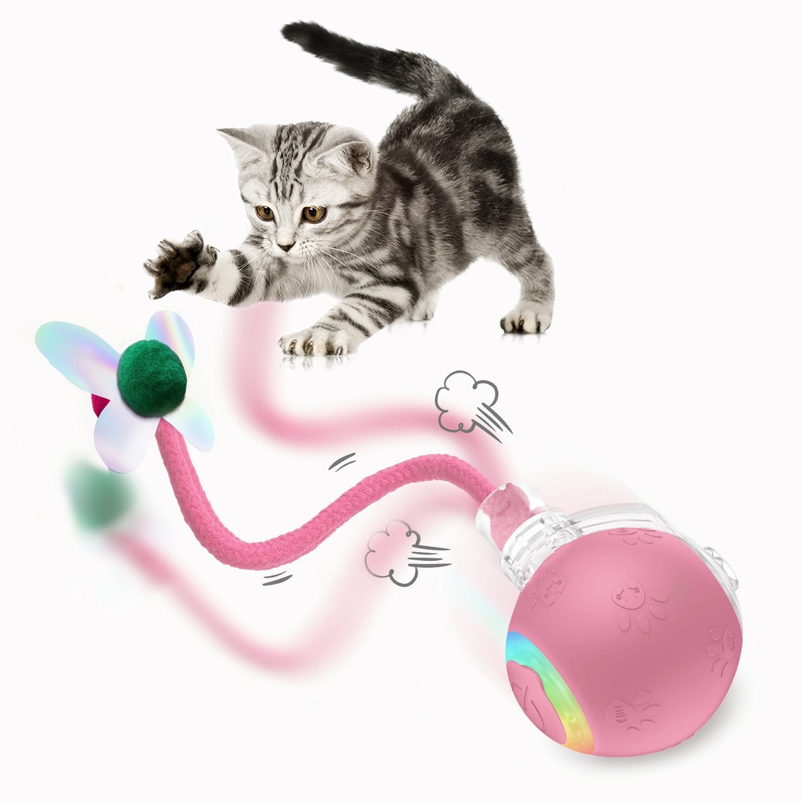 Balle de jouets pour animaux intelligents avec une corde pour chats