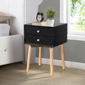 Table latérale,Bedside Table avec 2 tiroirs et pieds en bois de caoutchouc, rangement moderne mi-century C