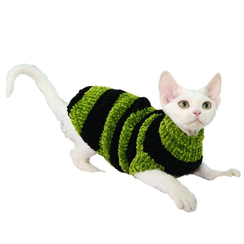 Sweater rayé élégant pour votre ami félin