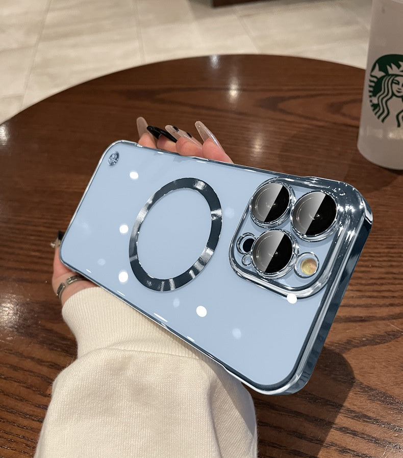 Étanche à la poussière en plastique Net Electroplating Frameless Phone Case I Magnetic Hard Shell