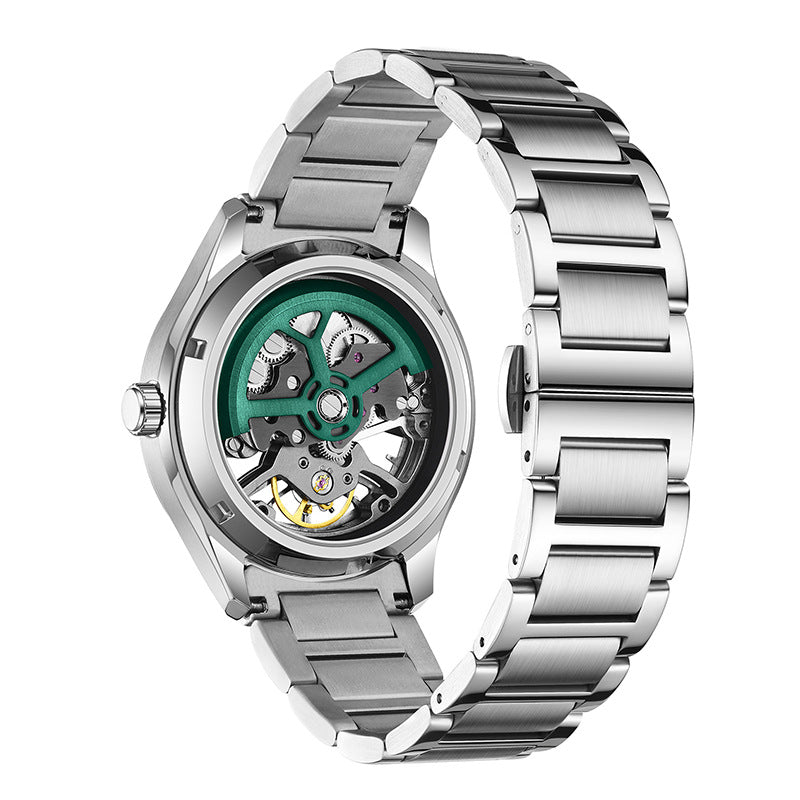 Montre homme avec un cadran mécanique transparent