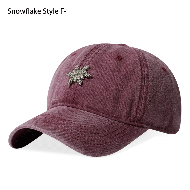 Casquette de baseball 6 couleurs de vieux flocons de neige lavés Strass réglable Unisex Chapeau de papa