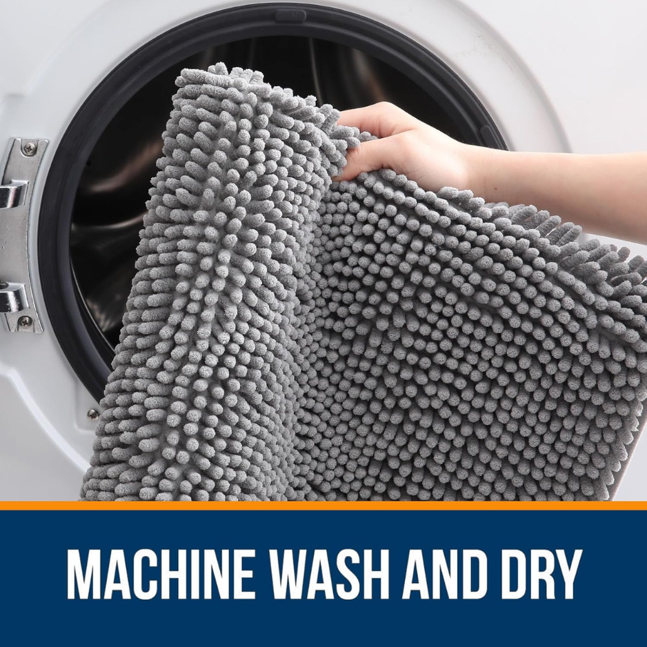 Extra Soft Absorbant Chenille Rug Salle de bain 30 X 20 Grey- Machine Lavable Bain Mat Avec Non
