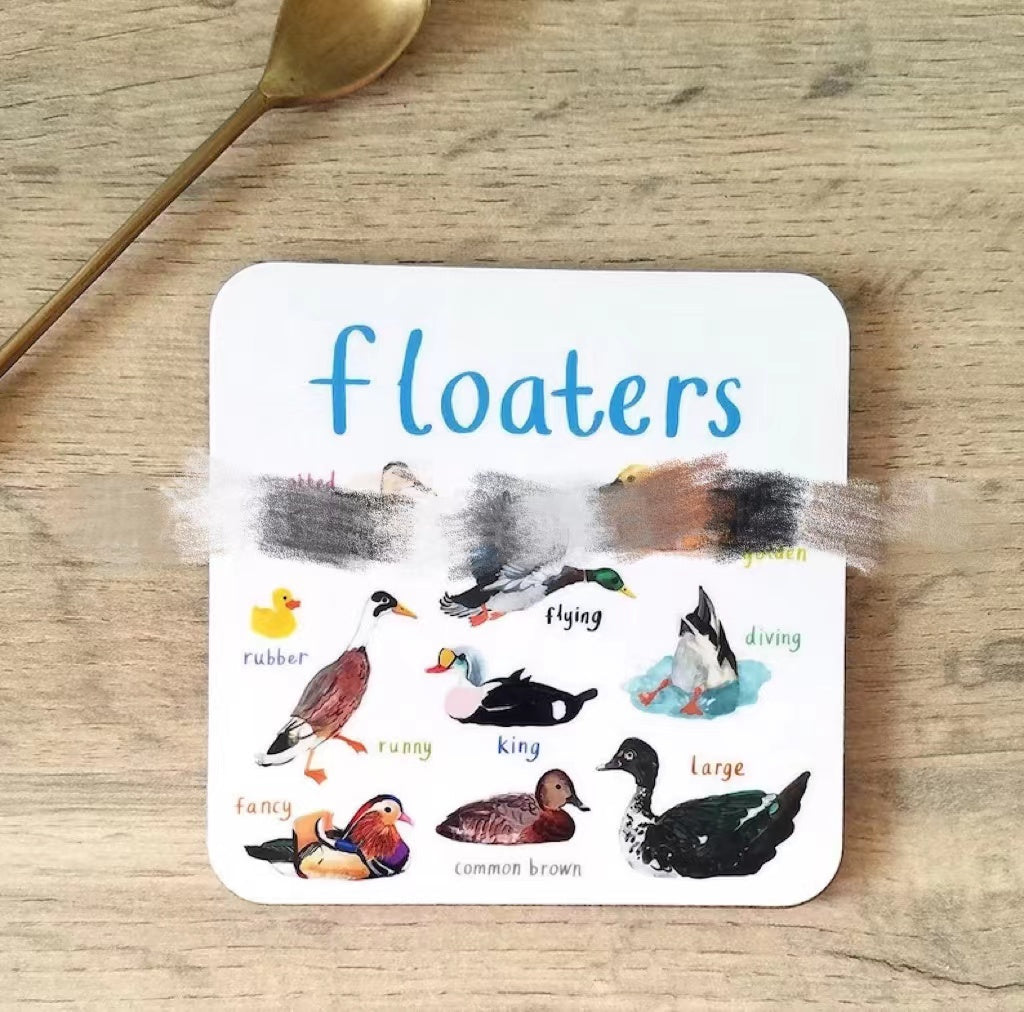 Sous-verres de pun d'oiseau Fun Square Boissons sous-verre pour enfants Tapis de coupe en bois et PVC Accueil Kitch