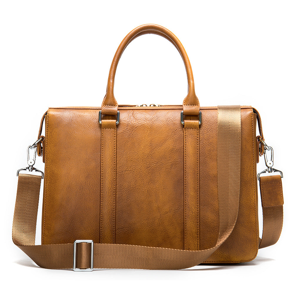 Porte-monnaie en cuir vintage pour homme Affaires tendance Sac à main informatique 14 pouces