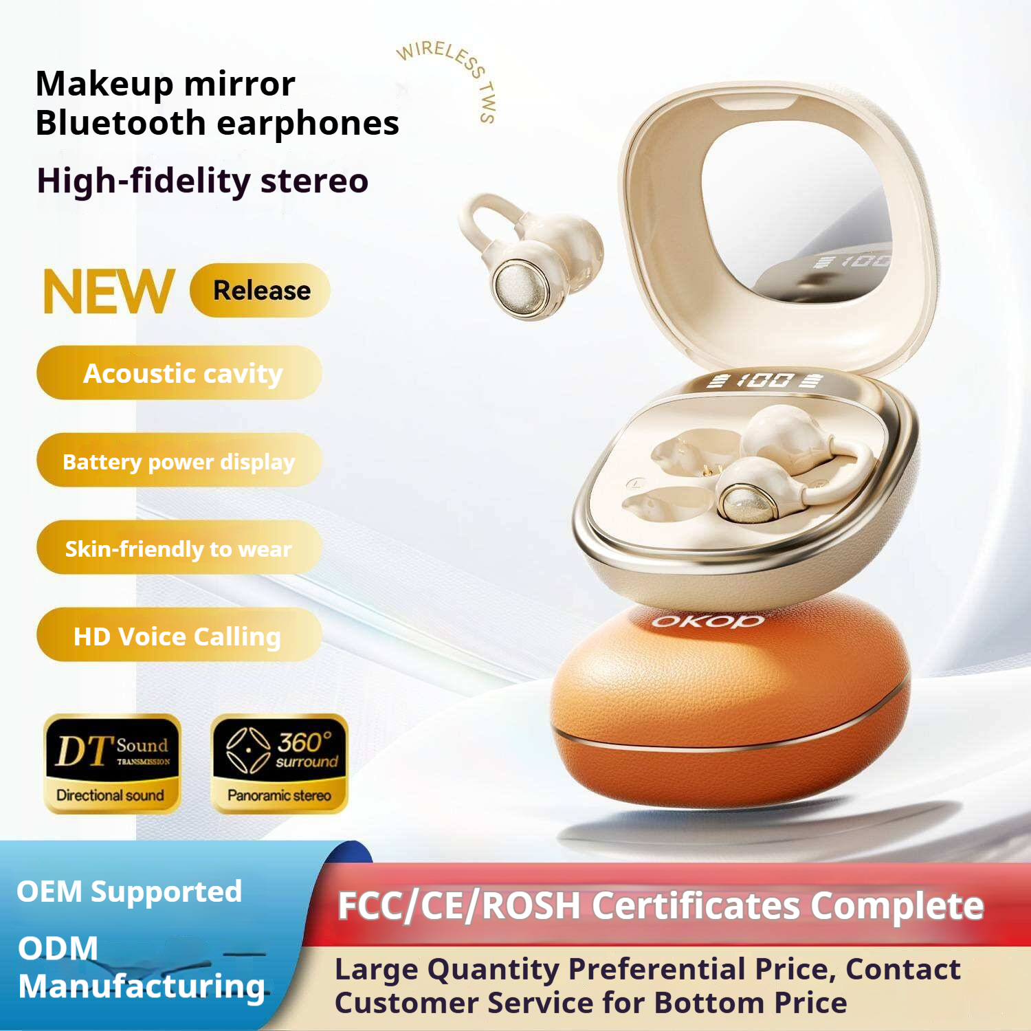 KP-229 Ecouteurs Bluetooth sans fil à vente à chaud Affichage numérique Clip-on