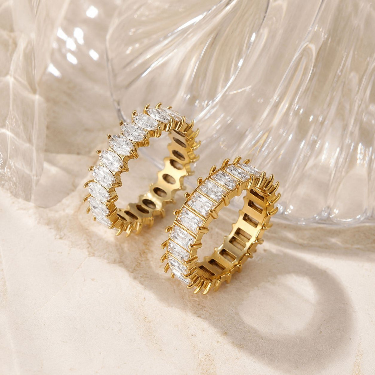 Anneau de titane en acier inoxydable Zircon pour femmes