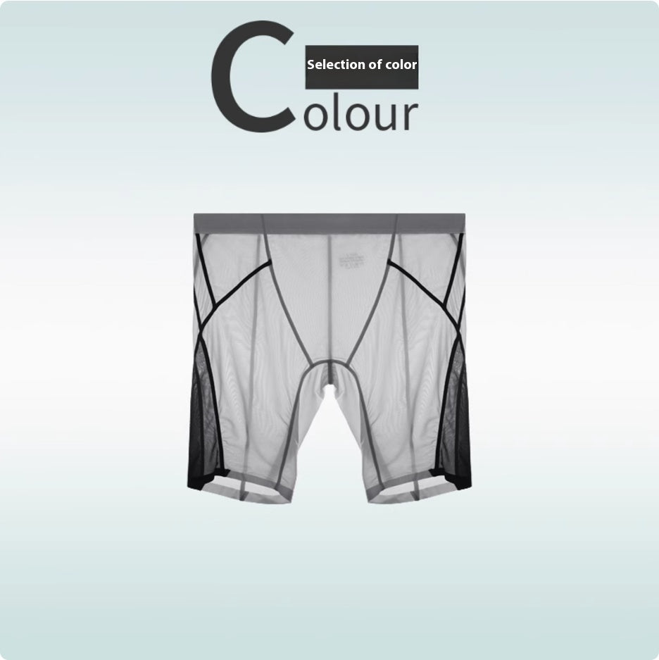 Sous-vêtements de sport en soie glacée Hommes Non-trace Porter Leg Quick Dry Plus Long Porter Crotch