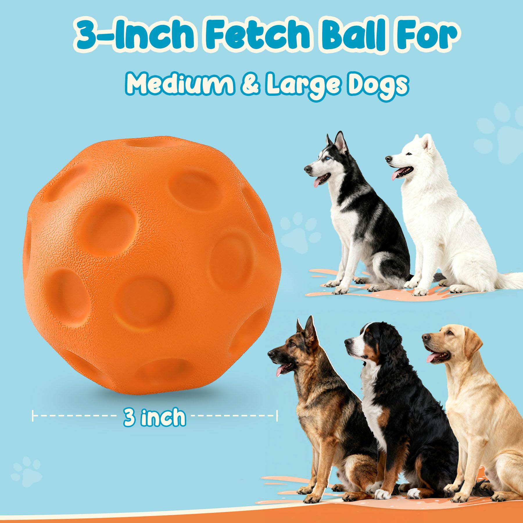 3 boules de chien pack pour chiens moyens et grands - hauts rebonds et ballons flottants