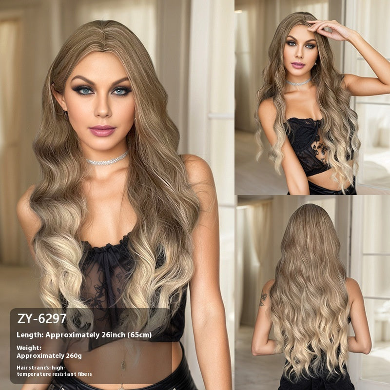 Wig Simulation Hairline Women's Team Anchor 60cm Micro-volume Long Headgear