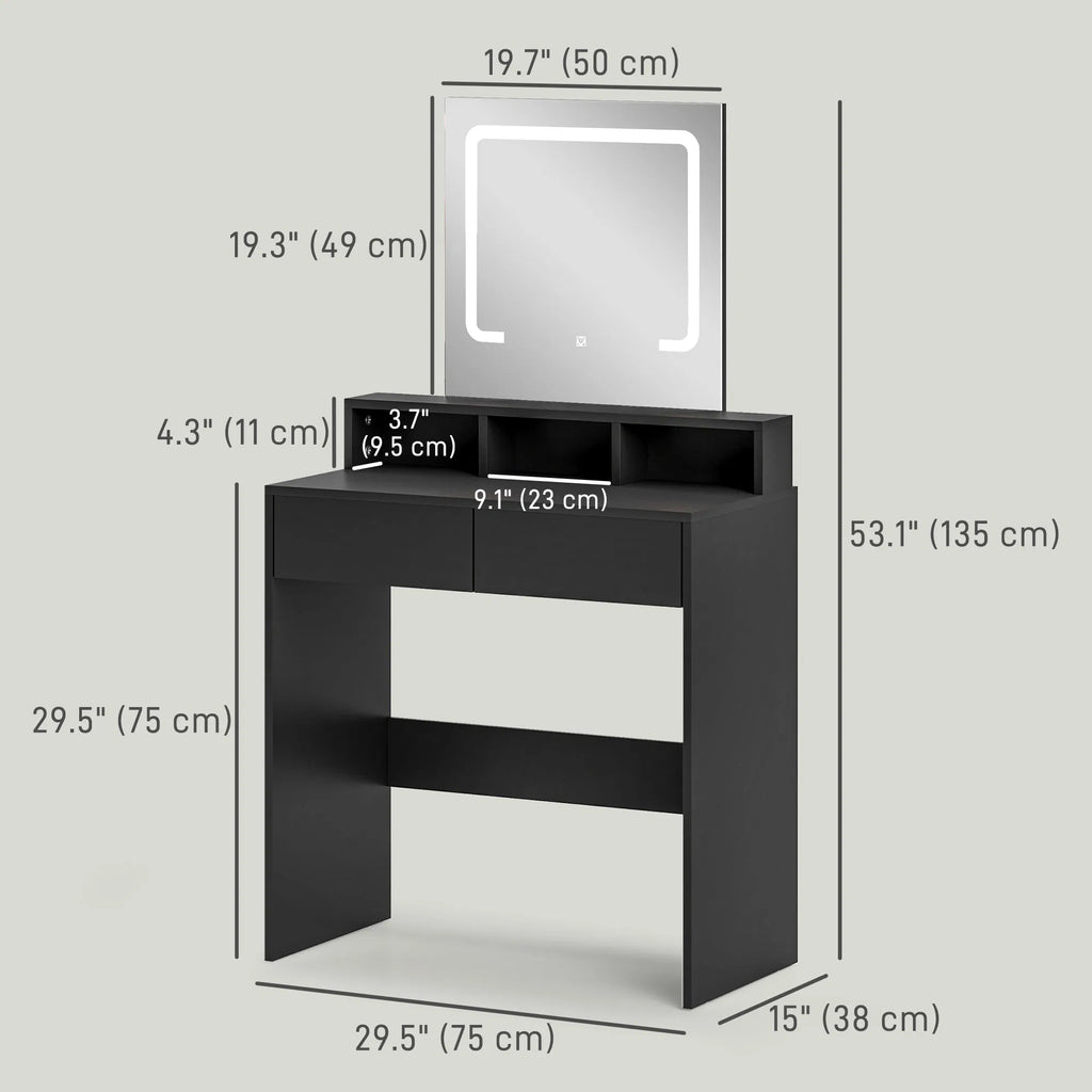 Bureau de maquillage avec miroir et lumières LED