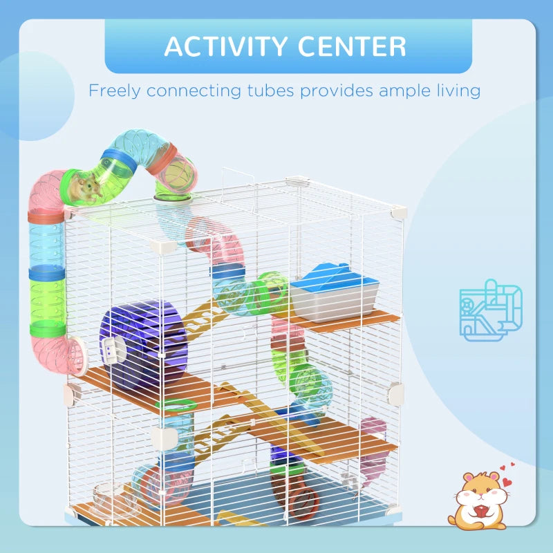 5 niveaux Hamster Cage Portable Animal Travel Carrier W Exercise Wheels Tube