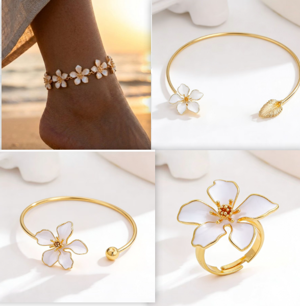 Anklet de fleur de métal exagéré