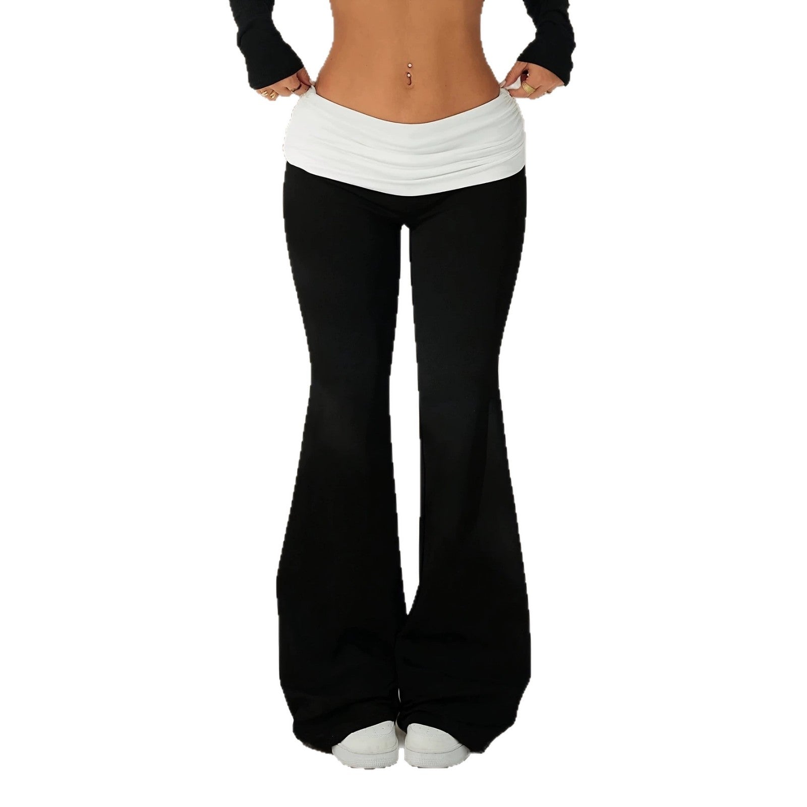 Pantalons élastiqués évasés pour le corps