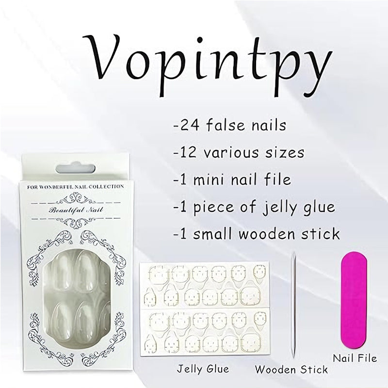 24 PCS Aurora White Nail Art