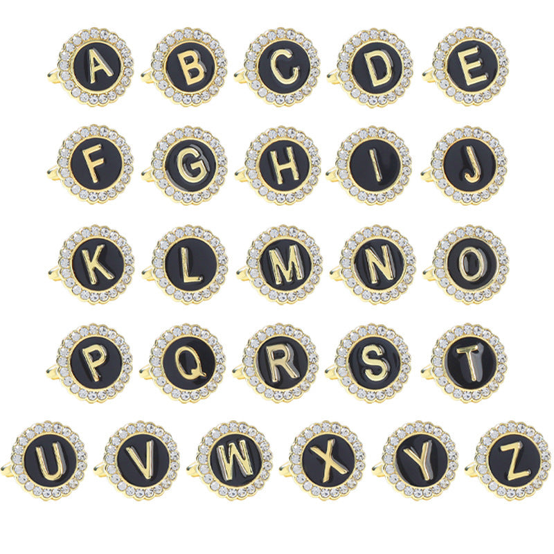 Rond Diamant French Cufflinks 26 lettres pour hommes