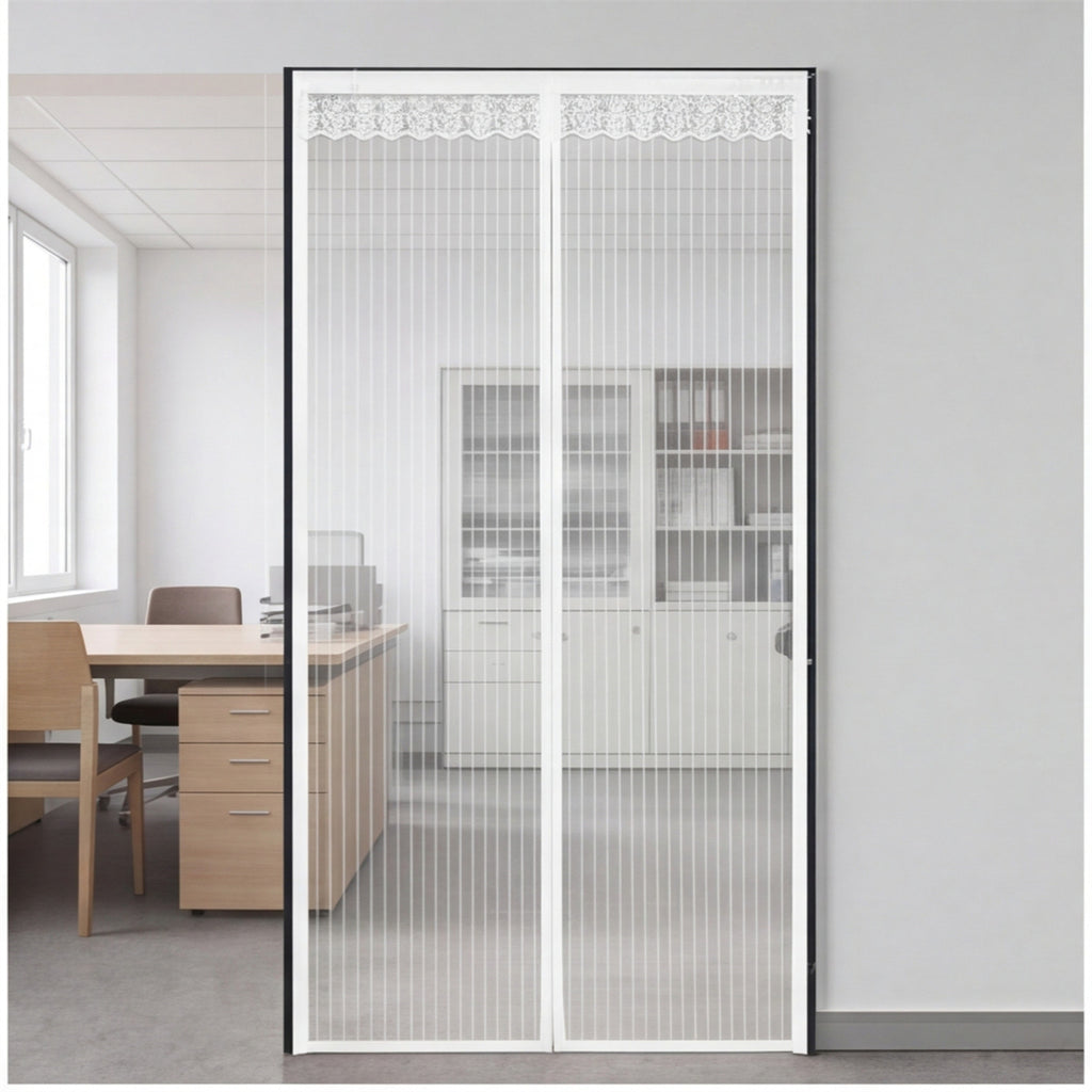 90 X 210 Cm Rideau magnétique blanc avec ruban adhésif pour portes et passerelles—Party Accesso