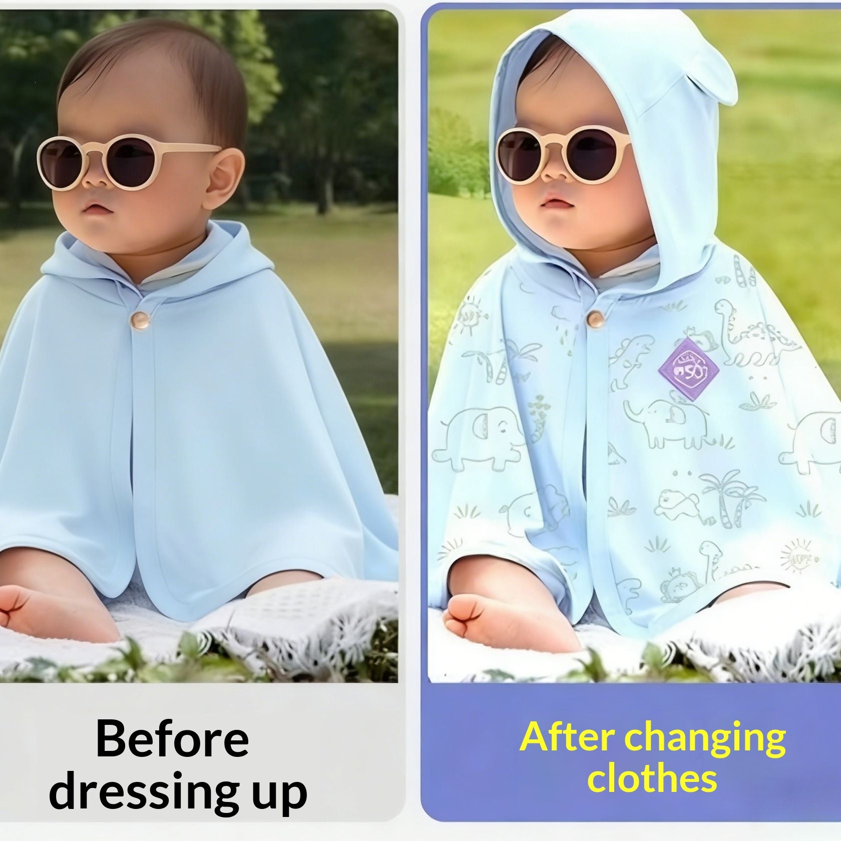 Protection UV changement de couleur Cape Baby Protection solaire