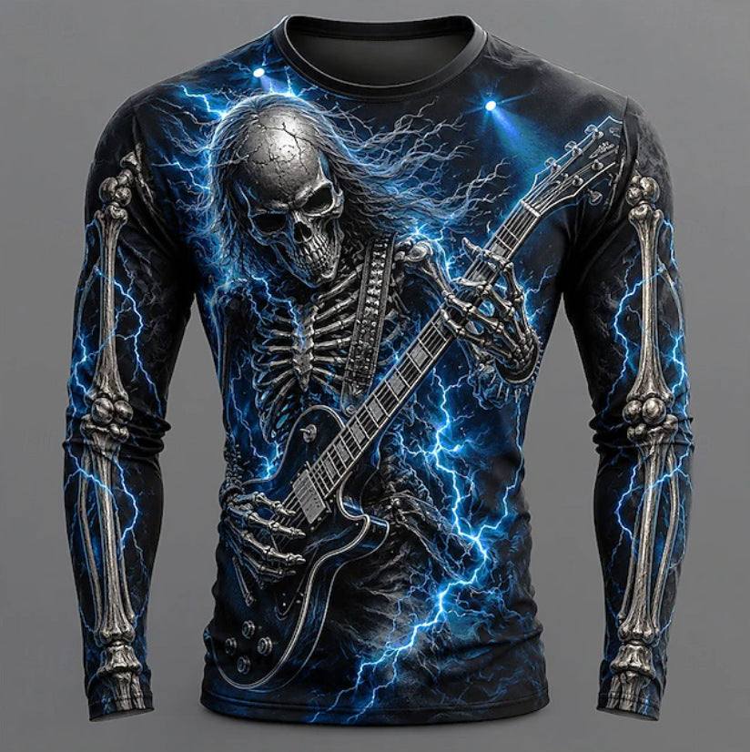 T-shirt imprimé homme manches longues avec un cou d'équipage