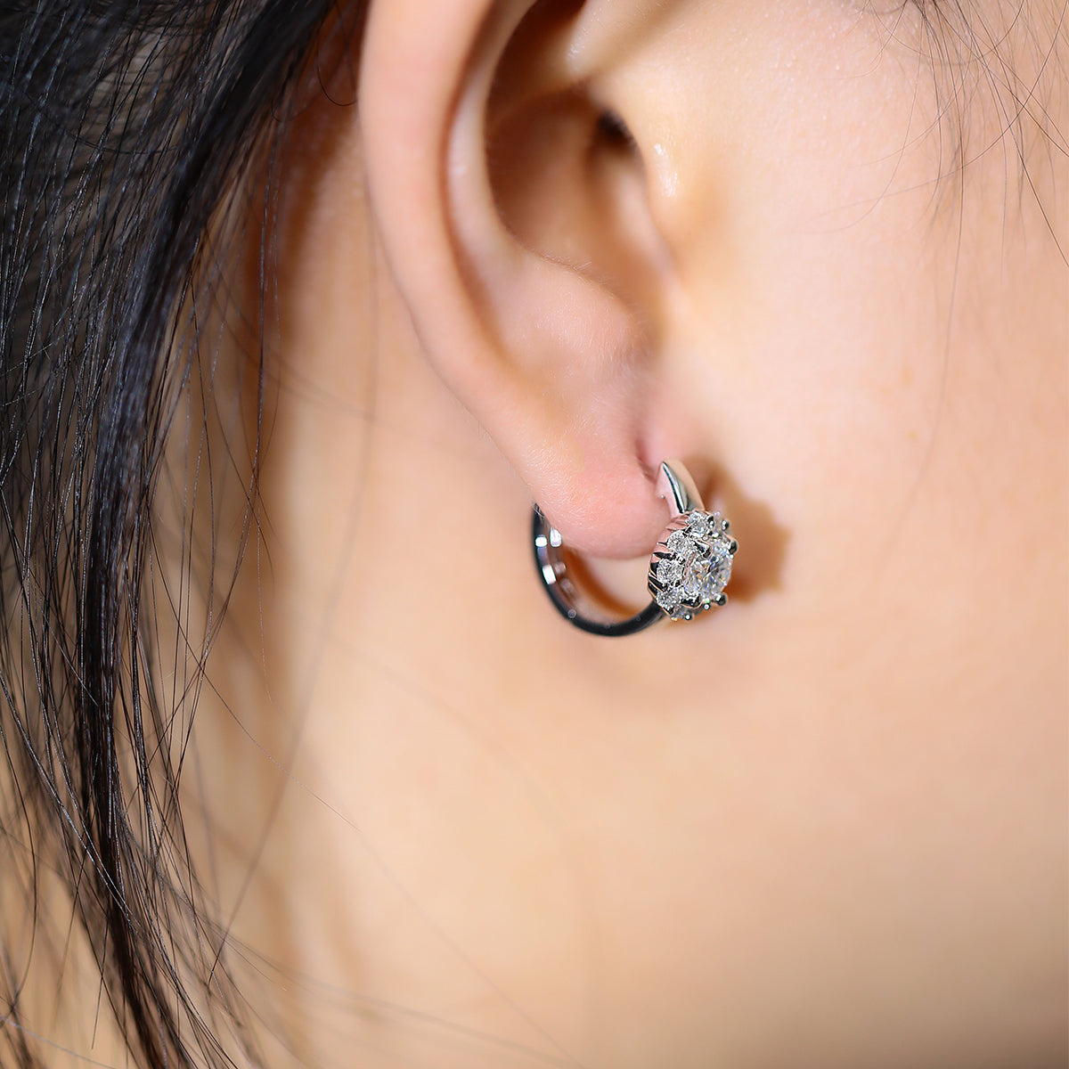 S925 Boucles d'oreilles en acier inoxydable en acier inoxydable de 5 mm Boucles d'oreilles en acier inoxydable en acier inoxydable de 16 mm