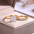 S925 Argent plaqué or 3ct Coupe émeraude Moissanite bague de mariage ensemble 7x9mm D Couleur VVS1 US S