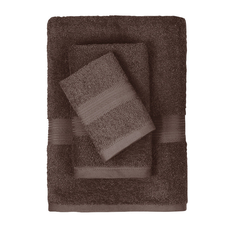 Ensemble de 3 serviettes en coton pur à couleur solide et absorbante
