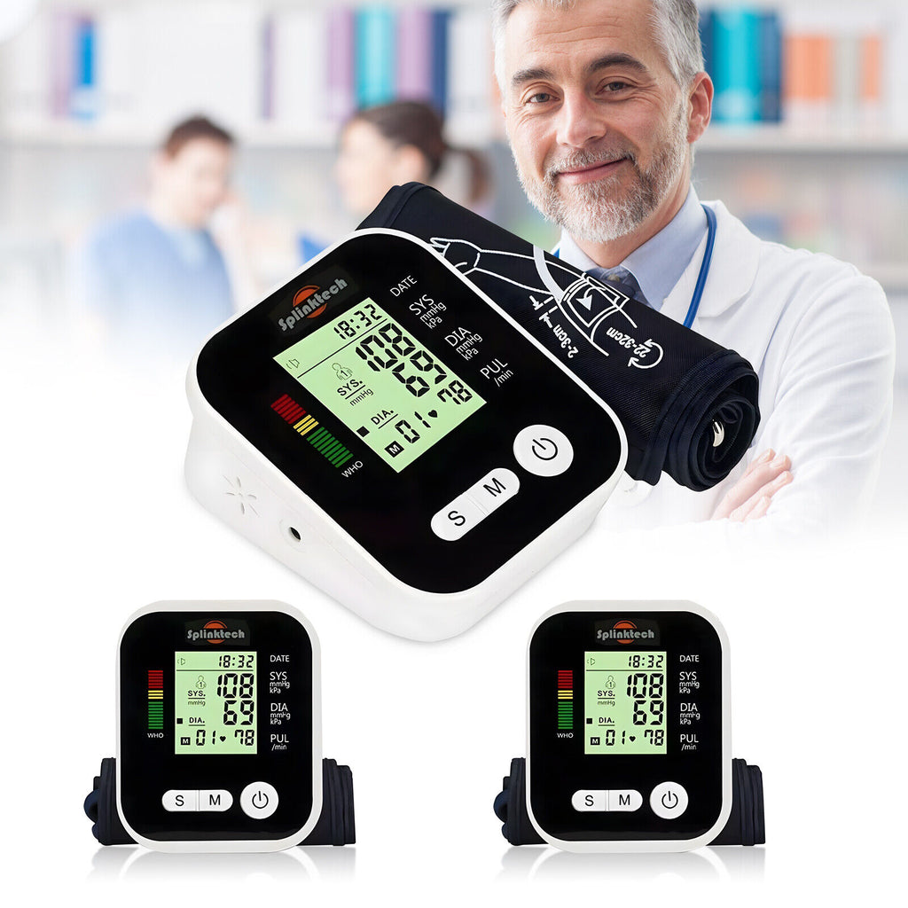 Moniteur de pression artérielle numérique Moniteur de pression artérielle à haut bras à écran LCD Taux cardiaque automatique M