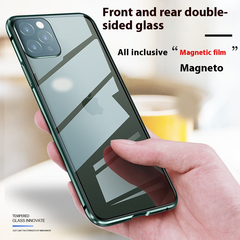 Magnétique King Verre Verre double face Étui de téléphone tout compris