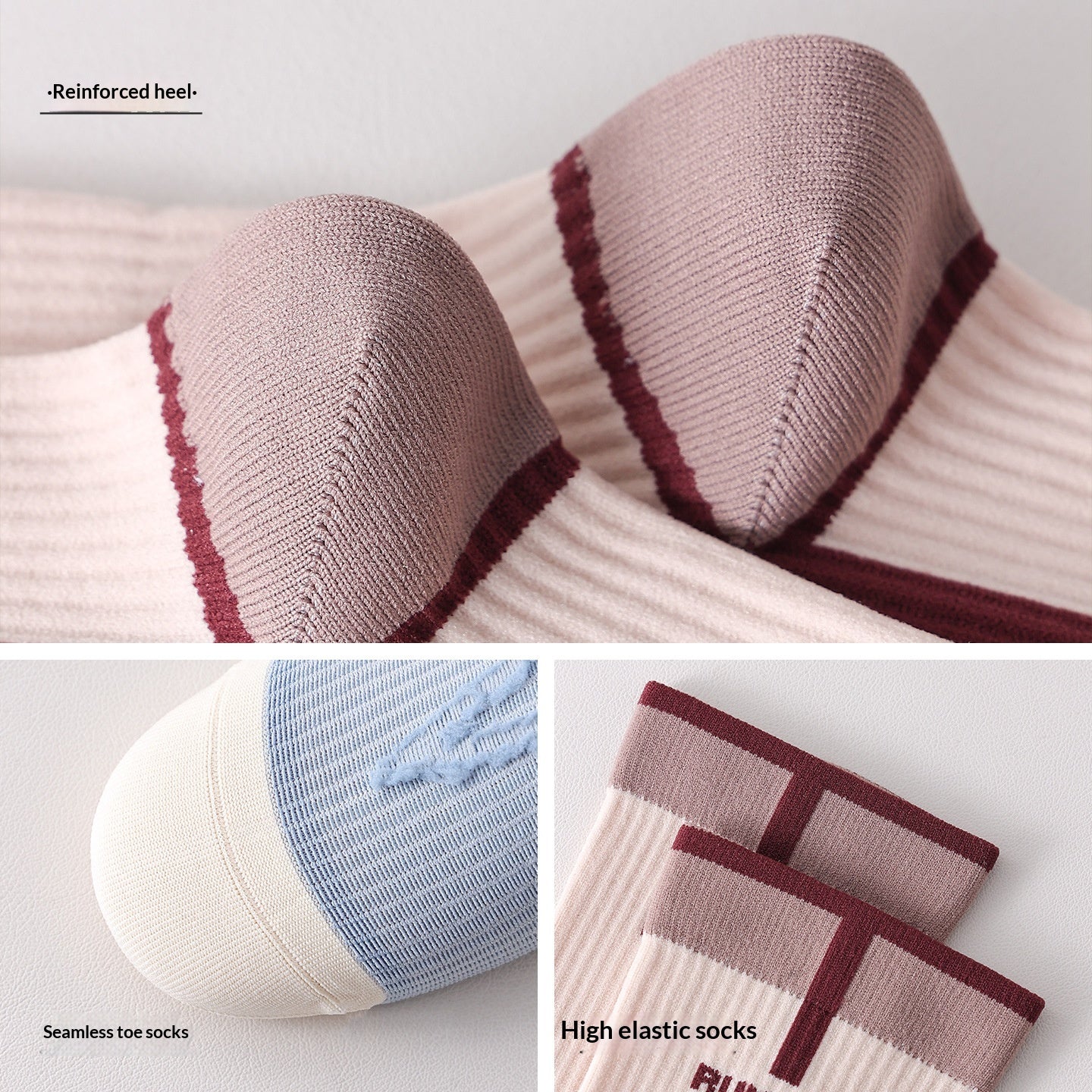 Chaussettes de calf à compression progressive pour femmes avec bandes de blocs de couleur