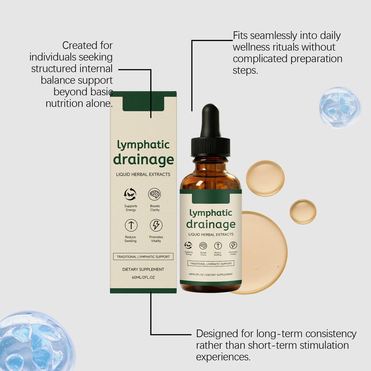 Lymphe soutien de la santé gouttes à base de plantes 60ml boîte