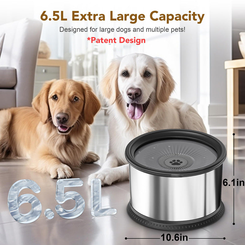 Acier inoxydable Grande capacité Pet Non-dérapant Splash-proof Water Bowl