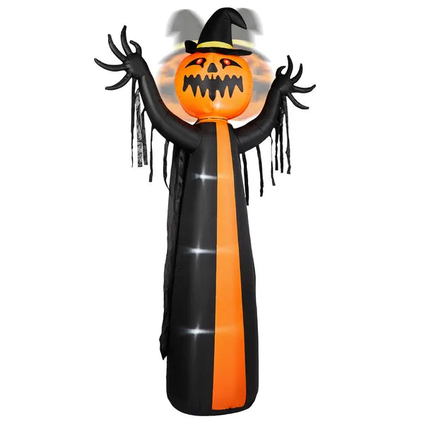 Décor gonflable d'Halloween de 10 pieds avec Ghost de citrouille rotative à cape