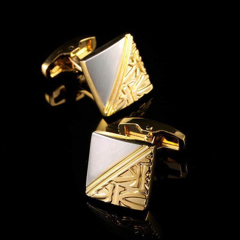 Pattern carré Or et Argent Boutons en métal en cuivre pur à deux tons