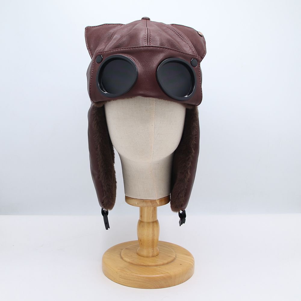 Femmes mignon Cat-ear Retro cuir Lei Feng Cap