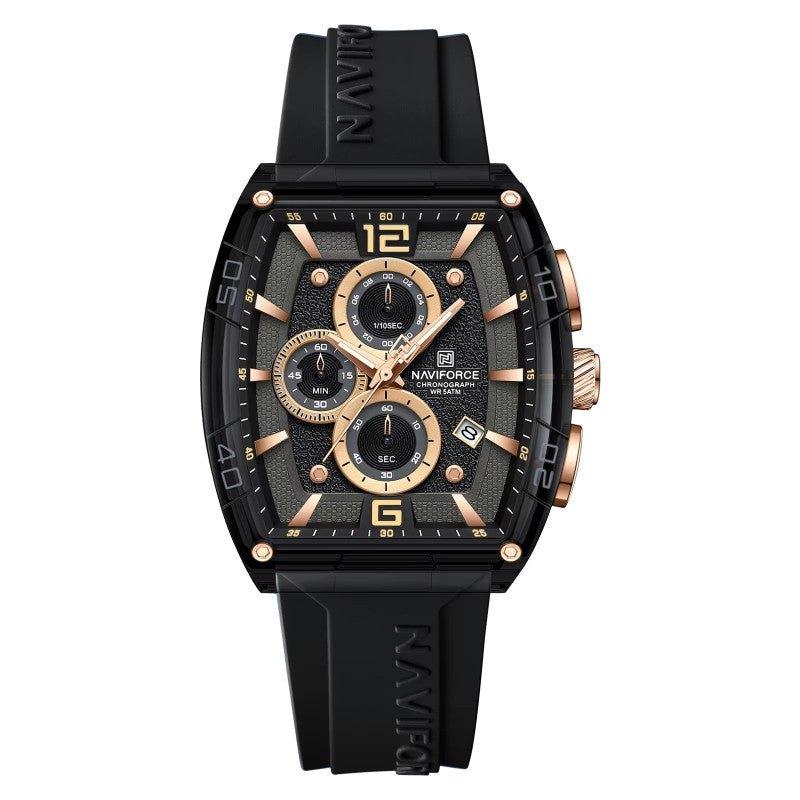 Montre Quartz pour hommes Bracelet en silicone en forme de barrique Montre sport résistant à l'eau