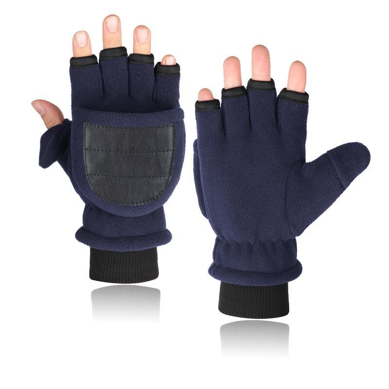 Gants de velours double couche Flip Touch écran demi-finger Gants