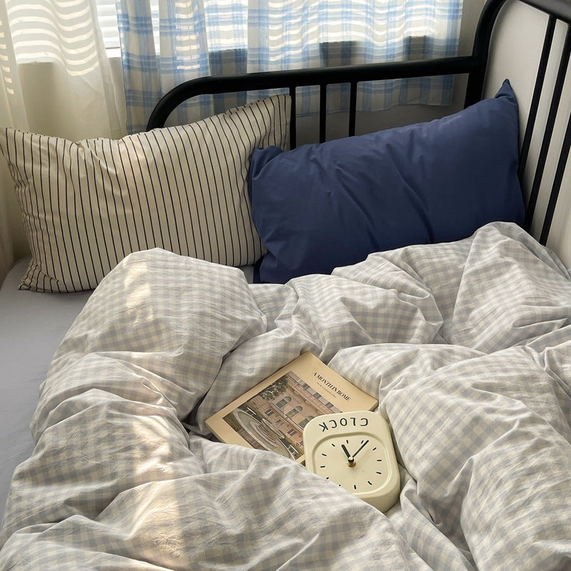 Feuille de lit en coton et couverture de couette Ensemble de quatre pièces
