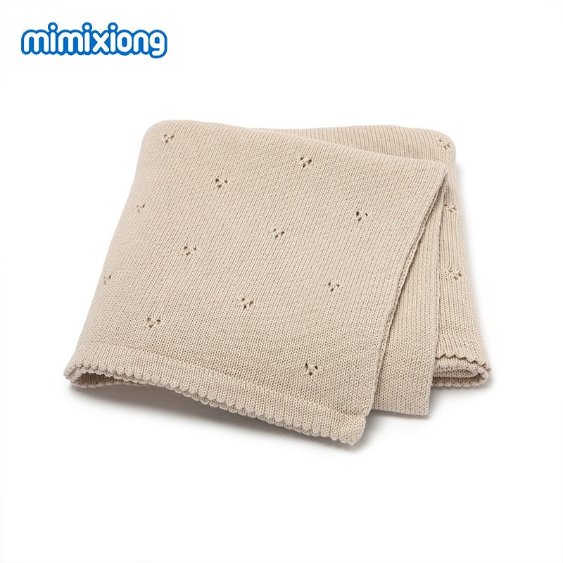 Bébé Garçons et Filles' tricoté Solid Couleur Hollow-out Dot Quilt Quilt