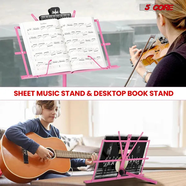 5 Core Music Stand Ajustable Desktop Book Stands Portable Sheet Holder Tous métalliques pliables