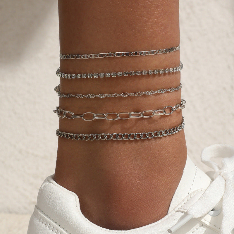 Simple chaîne métallique gracieuse Retro Creative Snake Chain set cinq pièces