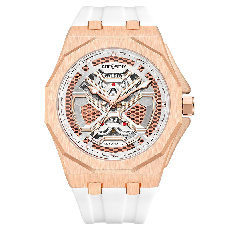 Montre mécanique Hollow tendance avec affichage lumineux et résistance à l'eau pour les hommes
