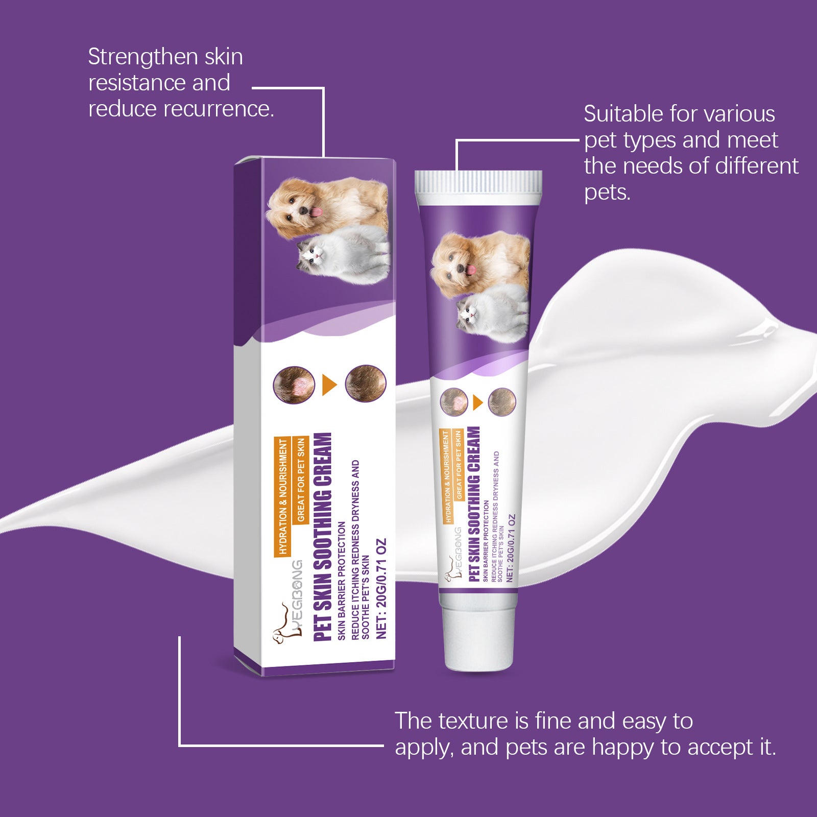 Crème apaisante douce soin de la peau d'animal naturel