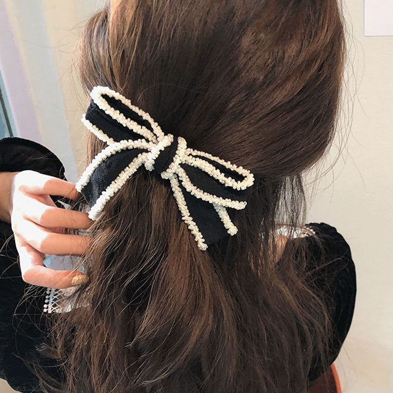 Super Nice White Edge Bow Coiffure Ornement