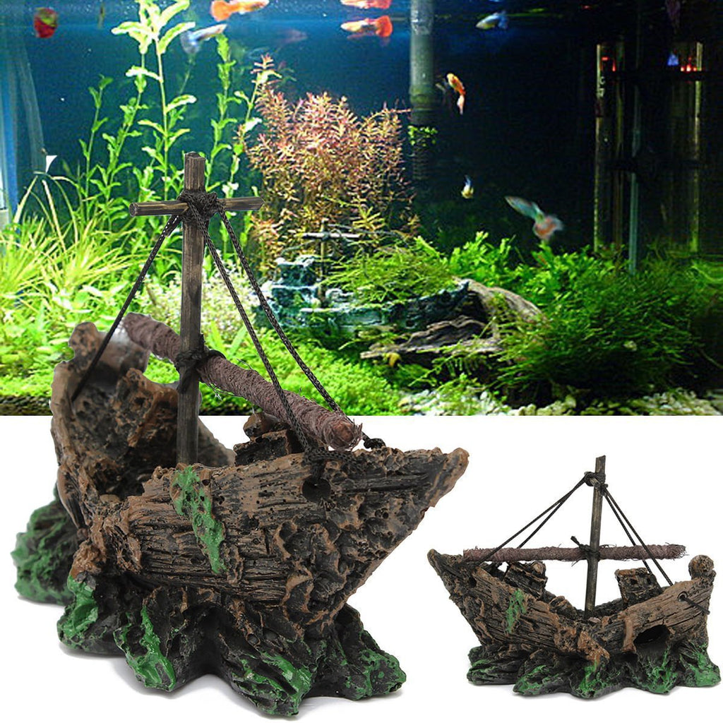 Aquarium Paysage verre réservoir de poisson décoration petit bateau net