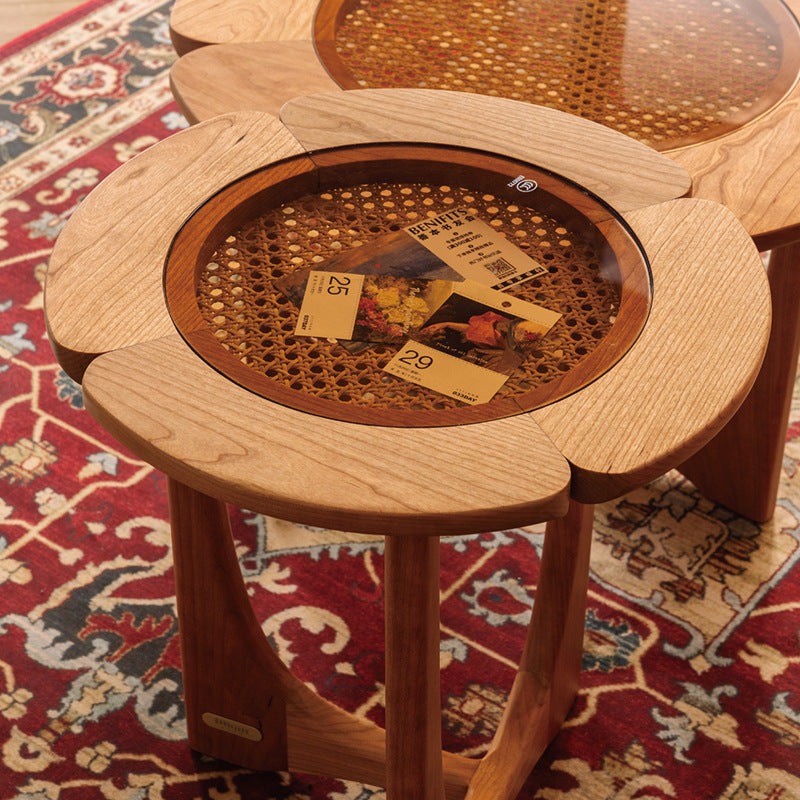 Table à café en bois massif rétro de style nordique et ensemble de table pour petits apartme
