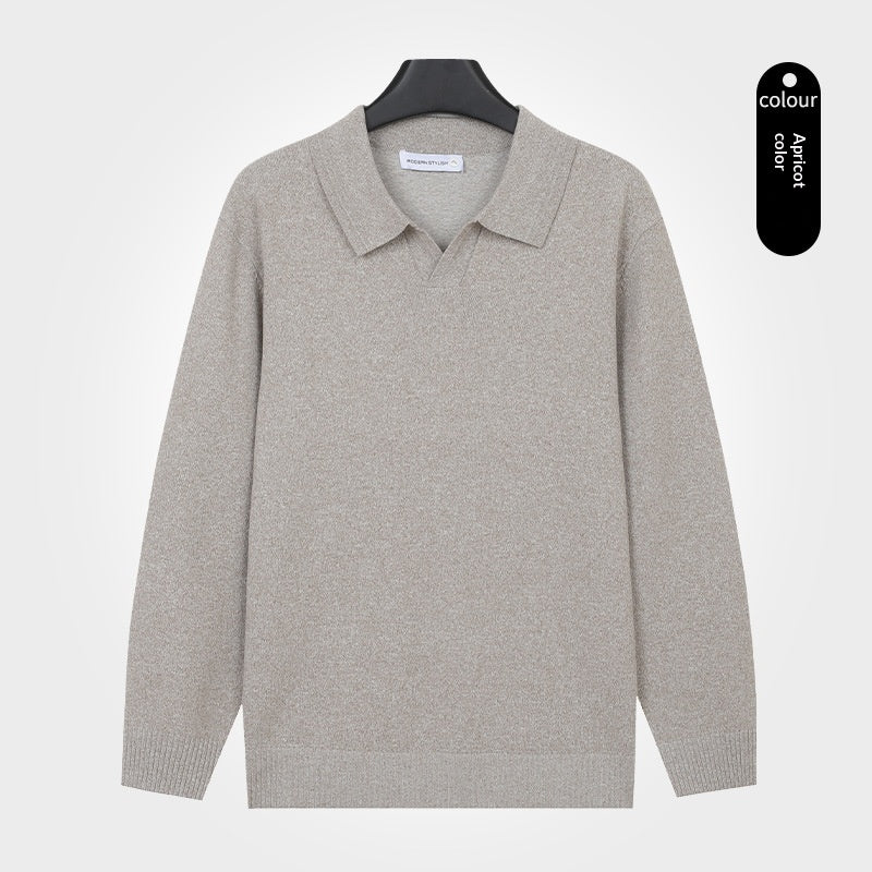 Pull à manches longues chaud à col V pour hommes