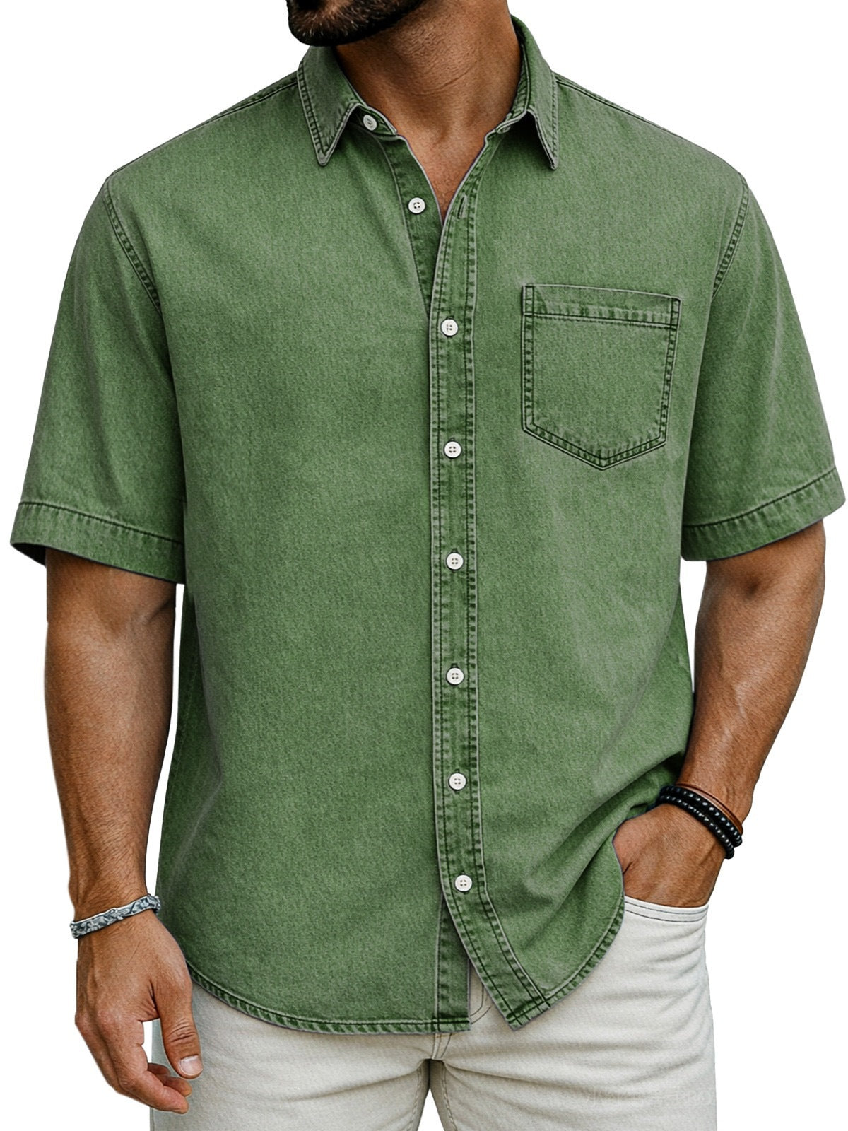 Chemise casual homme manches courtes