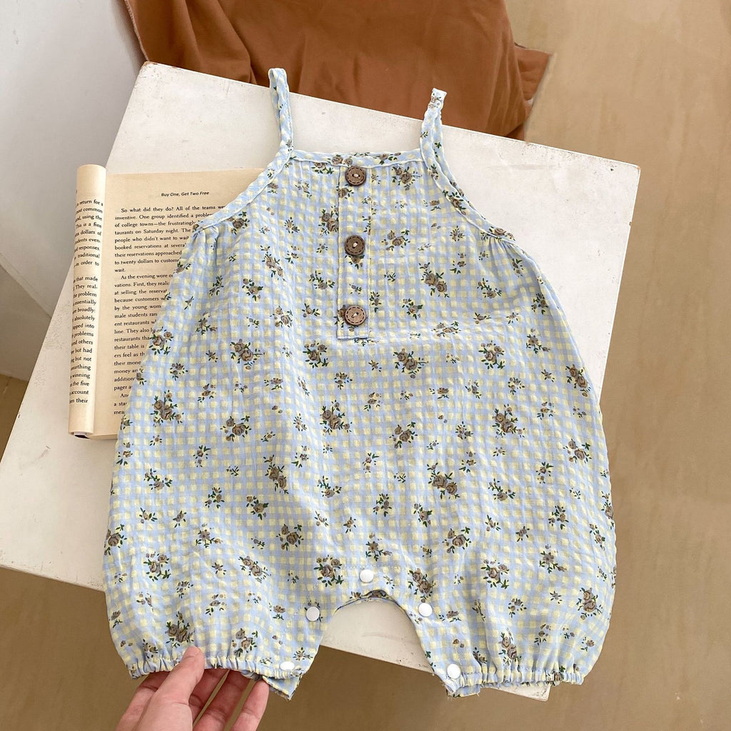 Personnalité Plaid Imprimé Suspendeurs Fleurs Vêtements de travail Pantalons