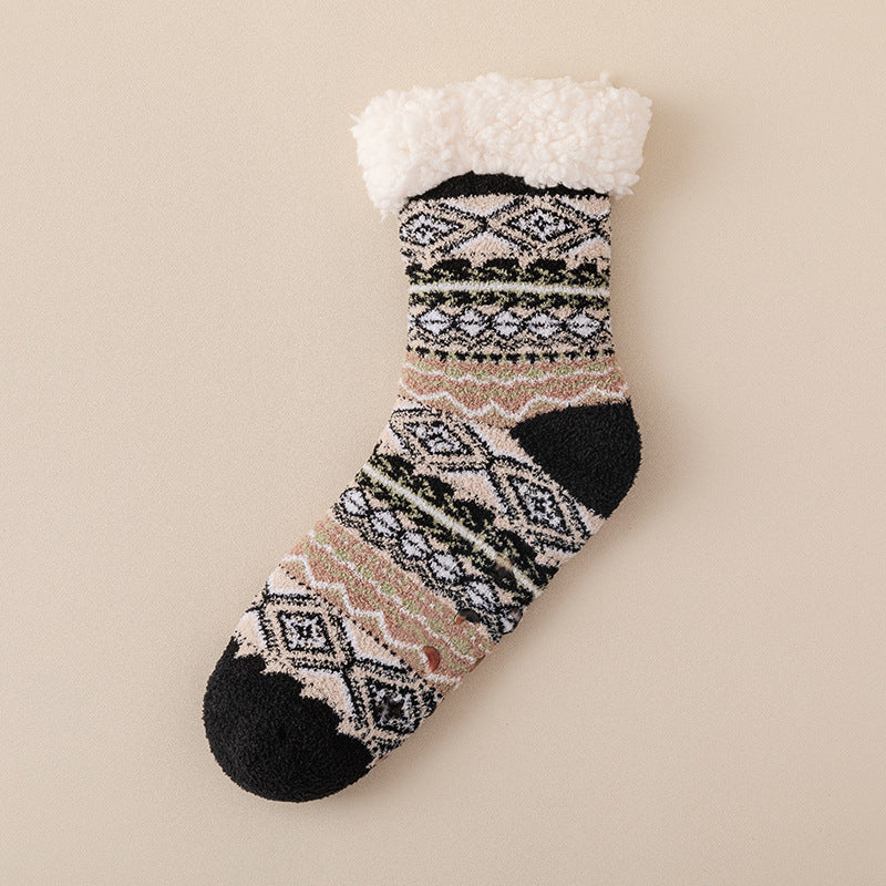 Chaussettes de sol non glissantes en silicone pour agneau épais