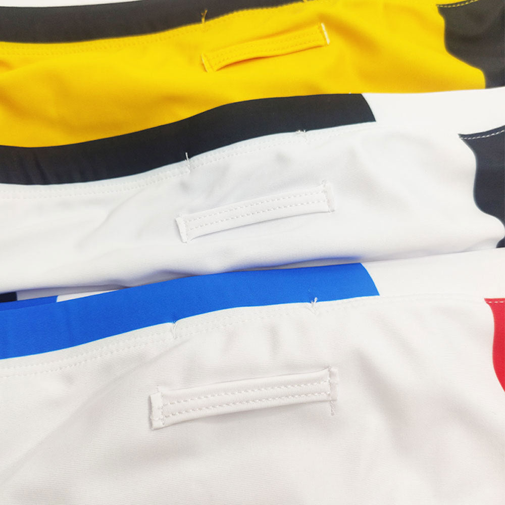 Arrivée Hommes Imprimé Contraste Couleur Petits slips Natation Trunks Close-fiting Low Waist